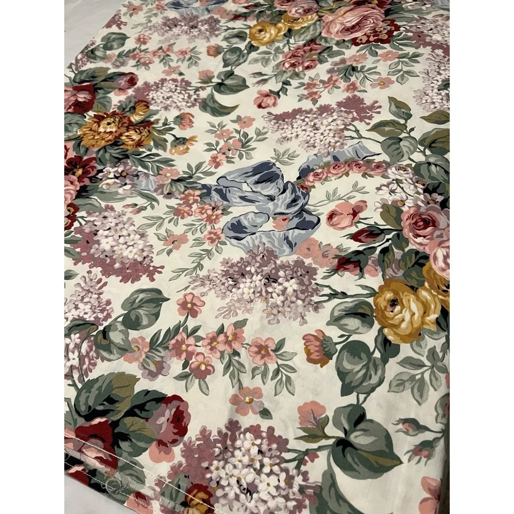 Vtg Ralph Lauren Allison Cotton Full Fitted Sheet Cabbage Rose USA Cottagecore